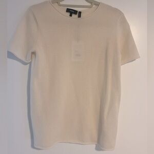Theory Ivory Cashmere Short Sleeve Top (size small)